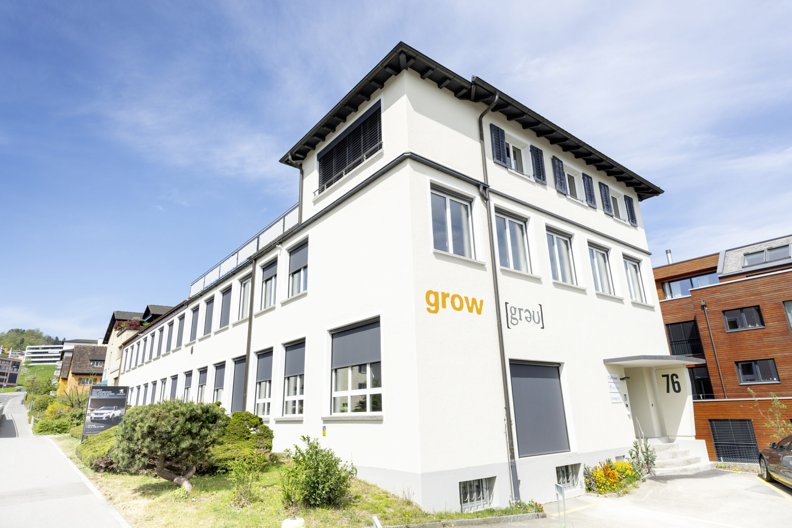 Aussenaufnahme Gebäude grow in der Zungerstrasse 76 in Wädenswil